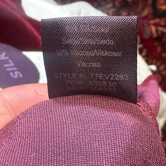 NWT Hale Bob Natalie off shoulder Red Silk blend velvet top S - Picture 9 of 11